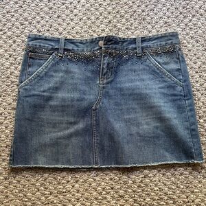 X2 Blue Denim Mini Skirt with Studded Detail